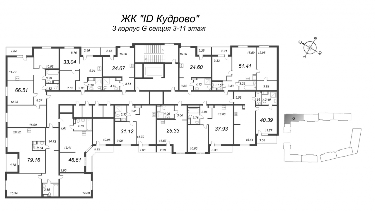 3-комнатная квартира (79м2) на продажу по адресу Строителей пр-кт— фото 2 из 4