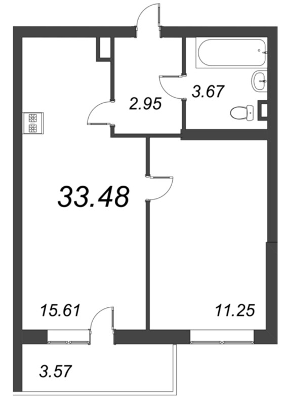 2-комнатная квартира (33м2) на продажу по адресу Пулковское ш.— фото 1 из 4