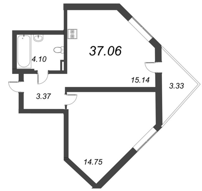 2-комнатная квартира (37м2) на продажу по адресу Пулковское ш.— фото 1 из 4