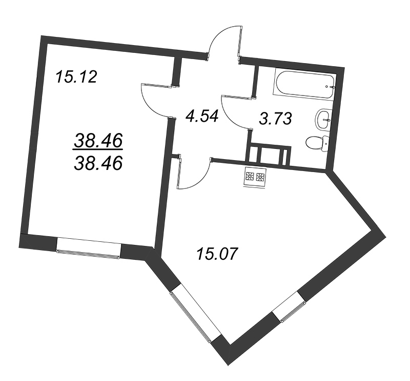1-комнатная квартира (38м2) на продажу по адресу Пулковское ш.— фото 1 из 4