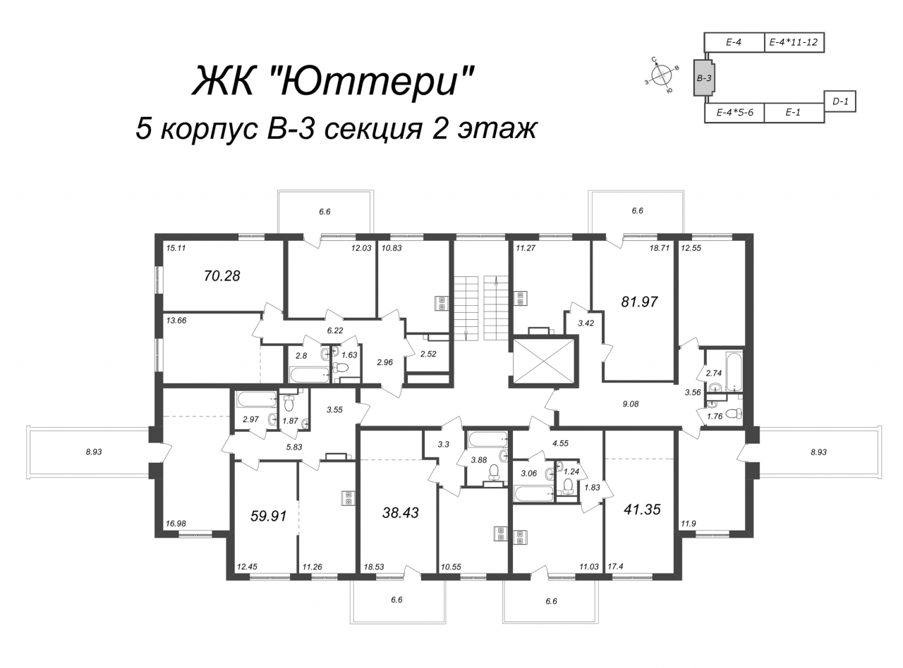 3-комнатная квартира (70м2) на продажу по адресу Понтонная ул.— фото 2 из 4