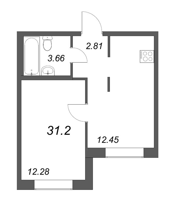 2-комнатная квартира (31м2) на продажу по адресу Строителей пр-кт— фото 1 из 4