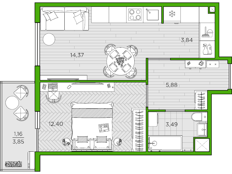 2-комнатная квартира (41м2) на продажу по адресу Суздальское ш.— фото 1 из 3