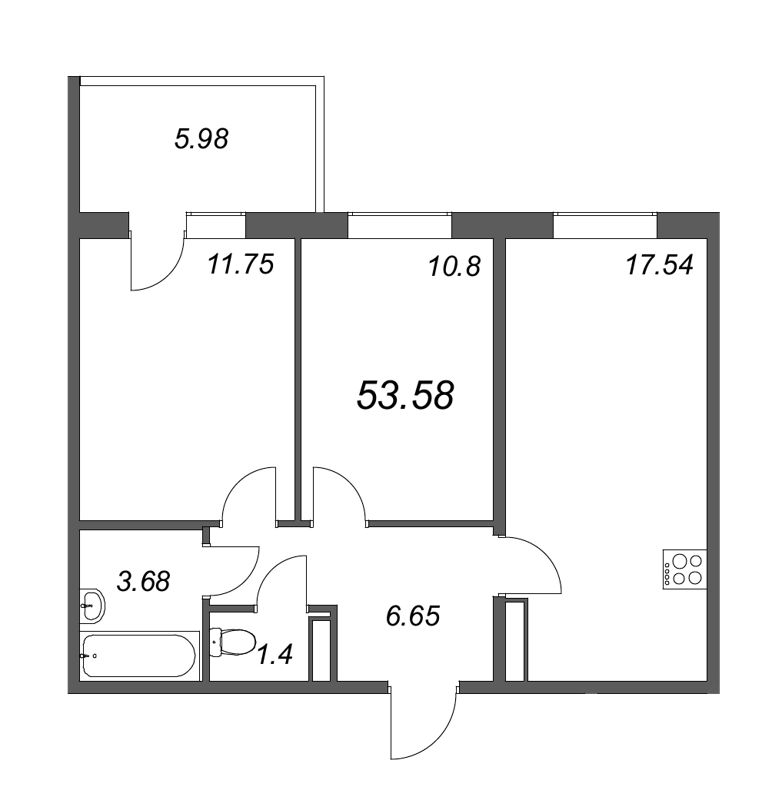 3-комнатная квартира (54м2) на продажу по адресу Понтонная ул.— фото 1 из 4