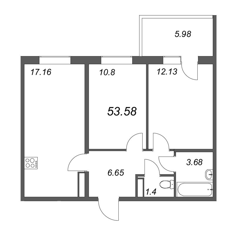 3-комнатная квартира (54м2) на продажу по адресу Понтонная ул.— фото 1 из 4