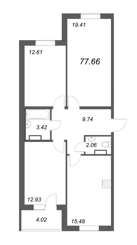 3-комнатная квартира (78м2) на продажу по адресу Понтонная ул.— фото 1 из 4