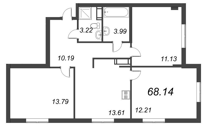 3-комнатная квартира (68м2) на продажу по адресу Московский пр-кт— фото 1 из 4
