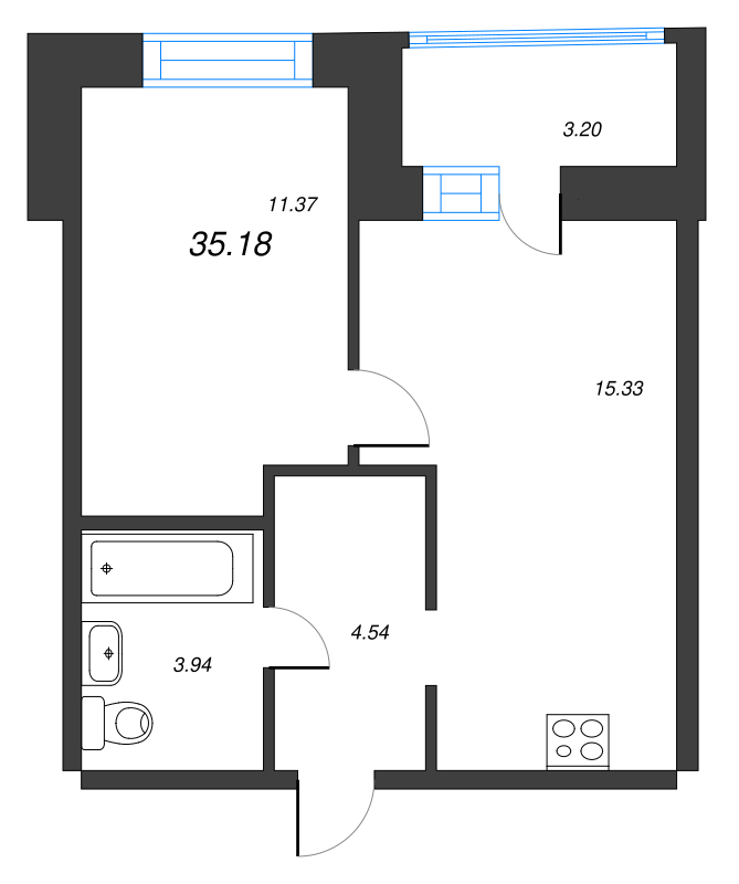 2-комнатная квартира (35м2) на продажу по адресу Шоссе в Лаврики ул.— фото 1 из 6