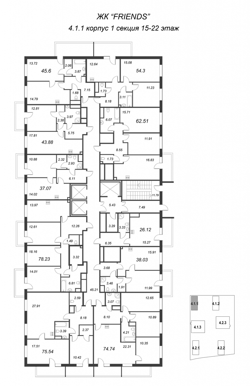 1-комнатная квартира (46м2) на продажу по адресу Суздальское ш.— фото 2 из 4