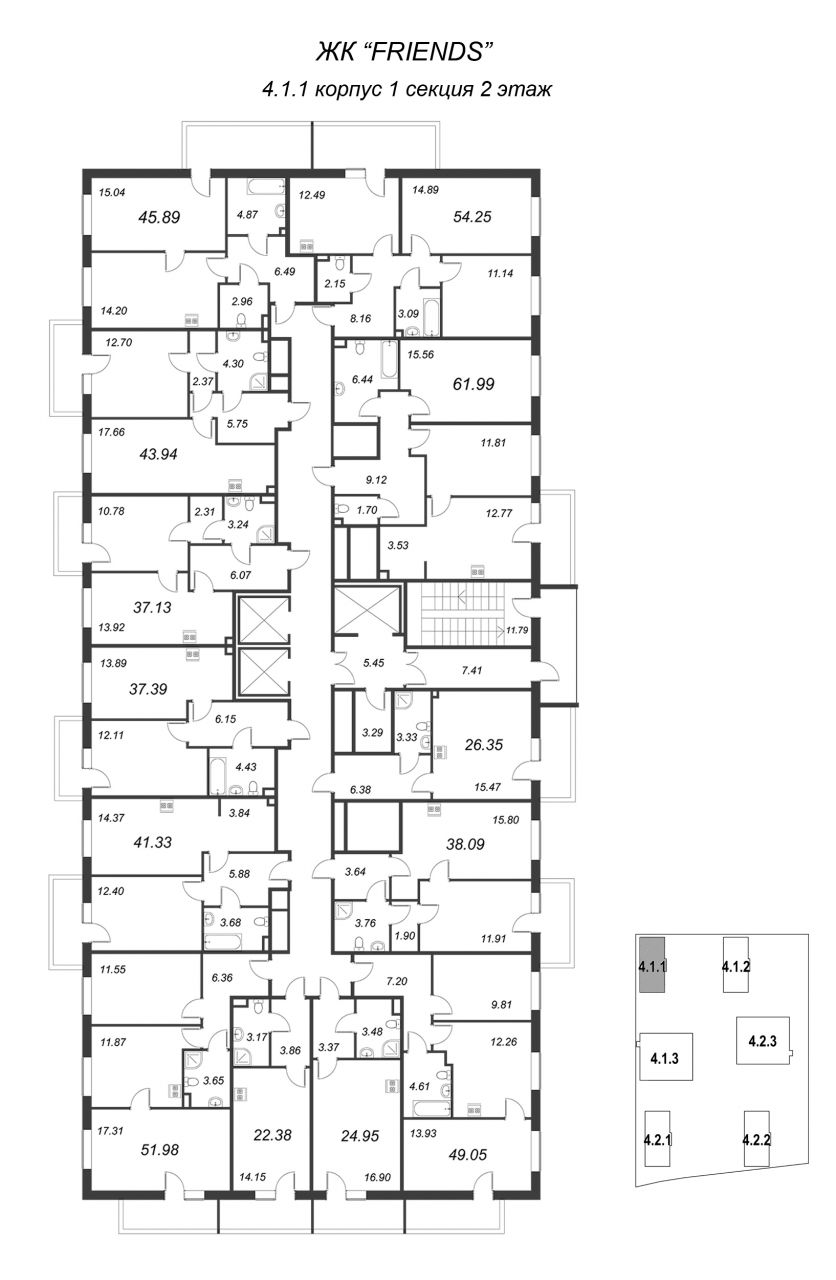 2-комнатная квартира (52м2) на продажу по адресу Суздальское ш.— фото 2 из 4
