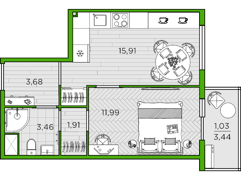 1-комнатная квартира (38м2) на продажу по адресу Суздальское ш.— фото 1 из 3