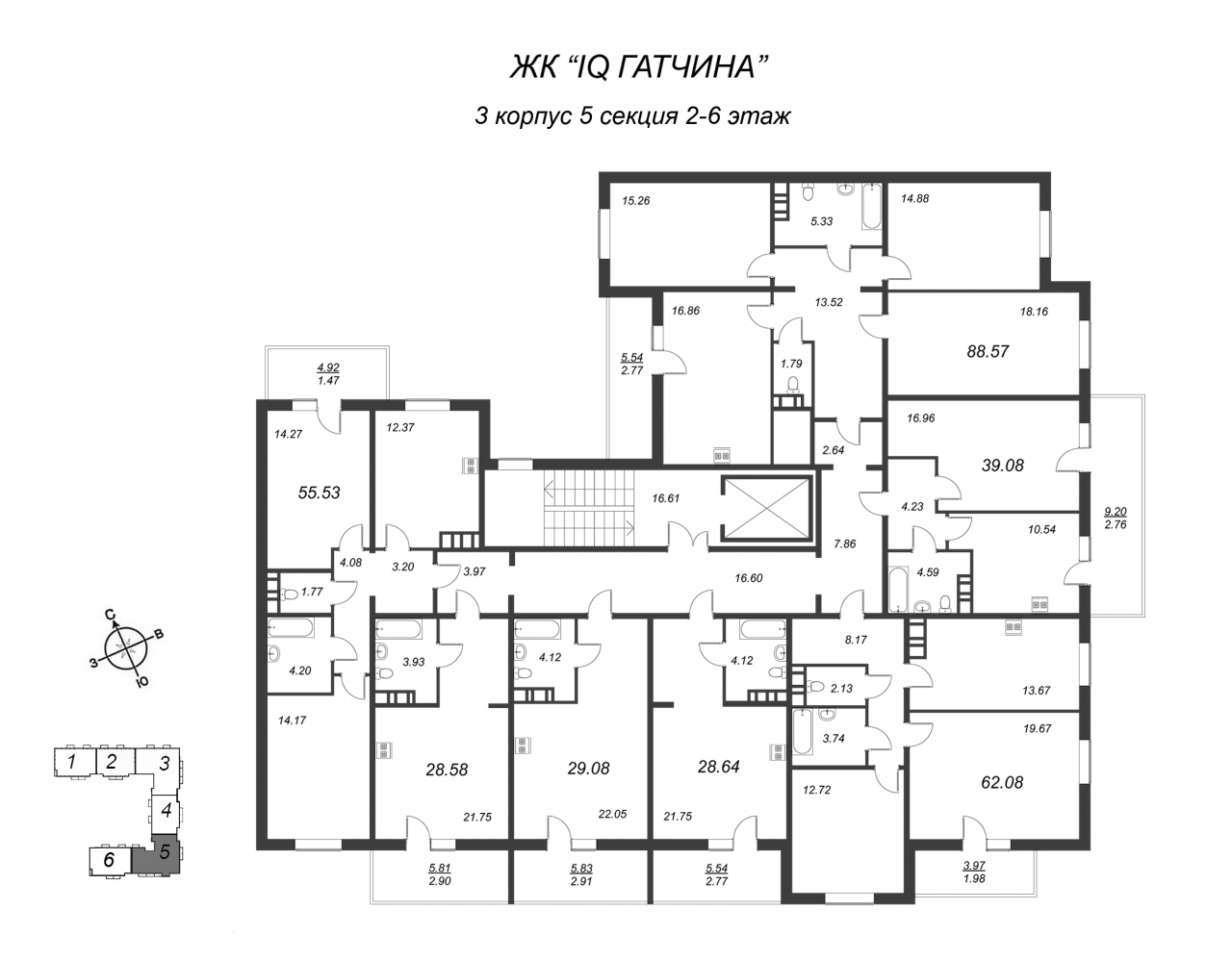 3-комнатная квартира (89м2) на продажу по адресу Ленинградское ш.— фото 2 из 4