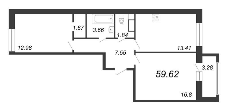 2-комнатная квартира (60м2) на продажу по адресу Глухарская ул.— фото 1 из 4