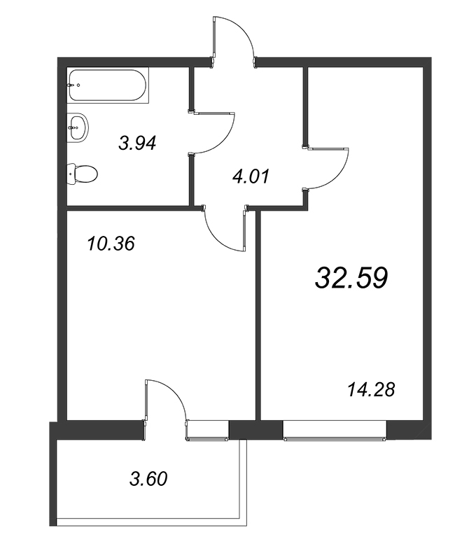 1-комнатная квартира (33м2) на продажу по адресу Шоссе в Лаврики ул.— фото 1 из 6