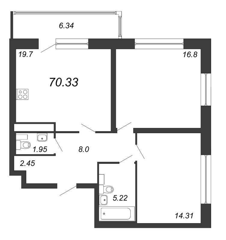 3-комнатная квартира (69м2) на продажу по адресу Московское ш.— фото 1 из 4