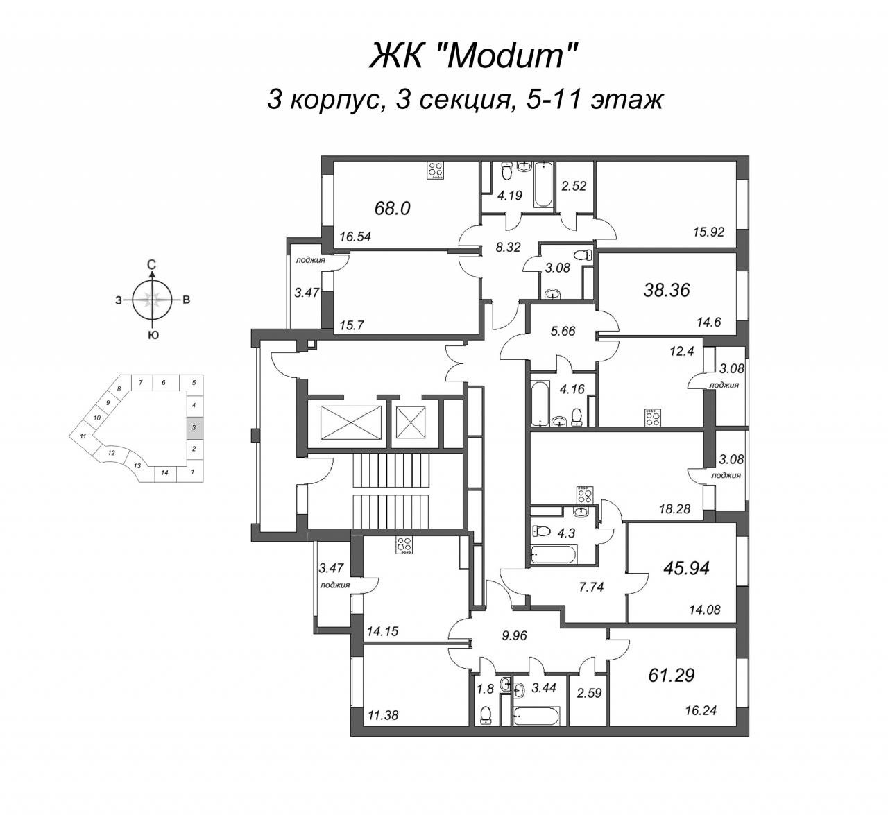 1-комнатная квартира (38м2) на продажу по адресу Глухарская ул.— фото 2 из 4