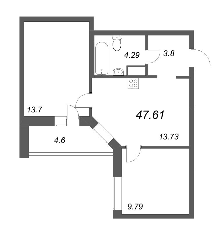 3-комнатная квартира (48м2) на продажу по адресу Строителей пр-кт— фото 1 из 4