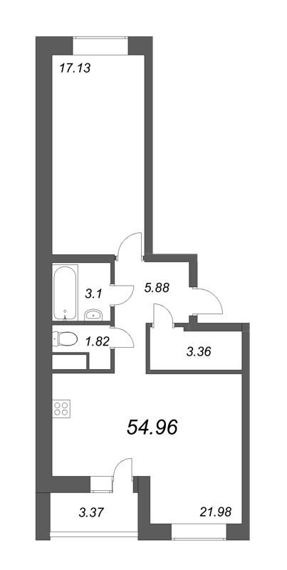 2-комнатная квартира (55м2) на продажу по адресу Строителей пр-кт— фото 1 из 4