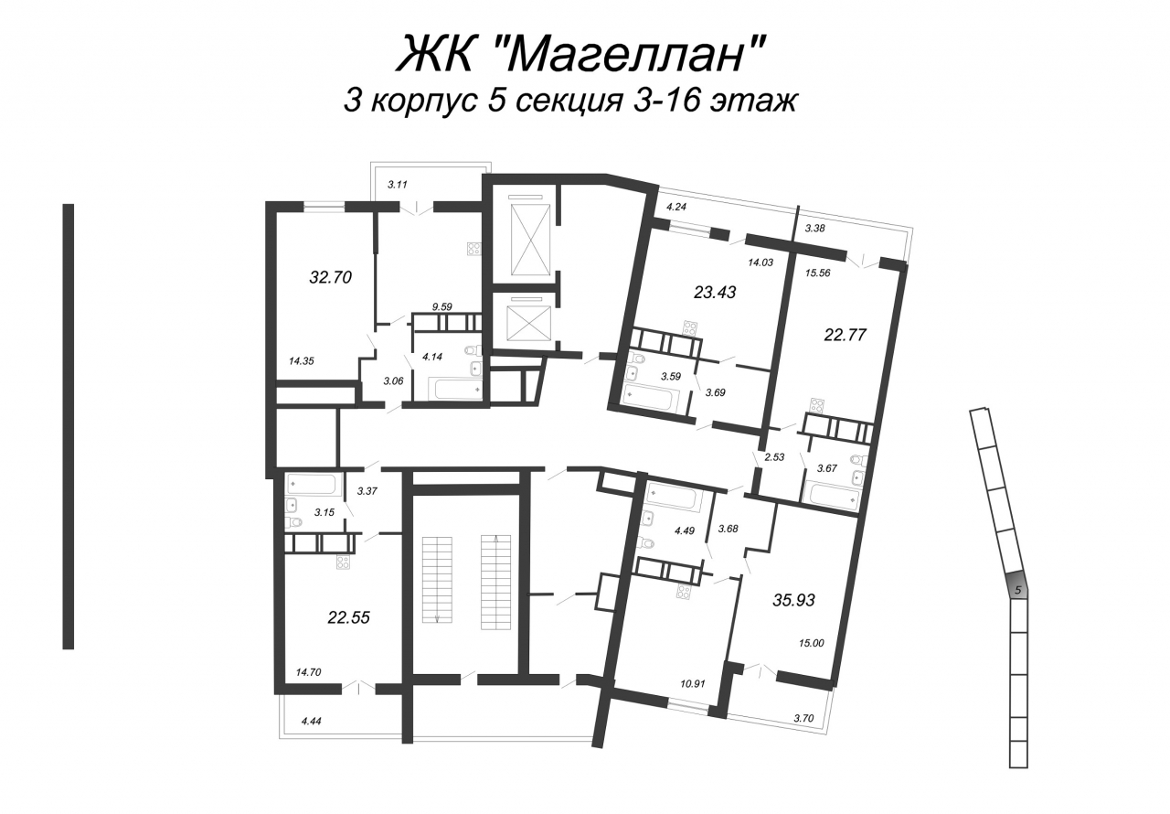 2-комнатная квартира (36м2) на продажу по адресу Александра Грина б-р— фото 2 из 4