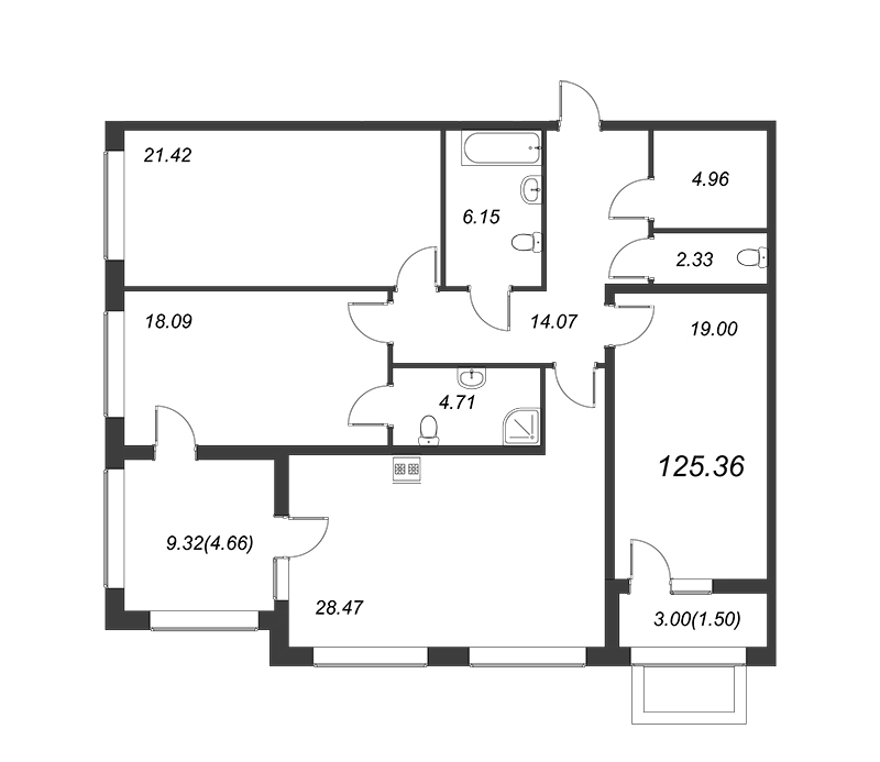 3-комнатная квартира (125м2) на продажу по адресу Петровский пр-кт— фото 1 из 4