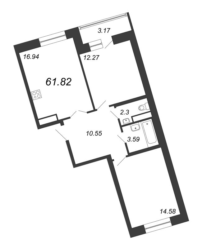 3-комнатная квартира (62м2) на продажу по адресу Глухарская ул.— фото 1 из 4