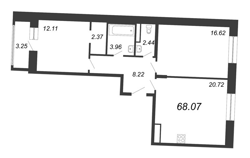 3-комнатная квартира (68м2) на продажу по адресу Глухарская ул.— фото 1 из 4