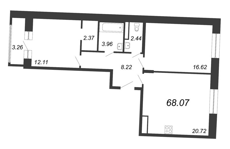 3-комнатная квартира (68м2) на продажу по адресу Глухарская ул.— фото 1 из 4