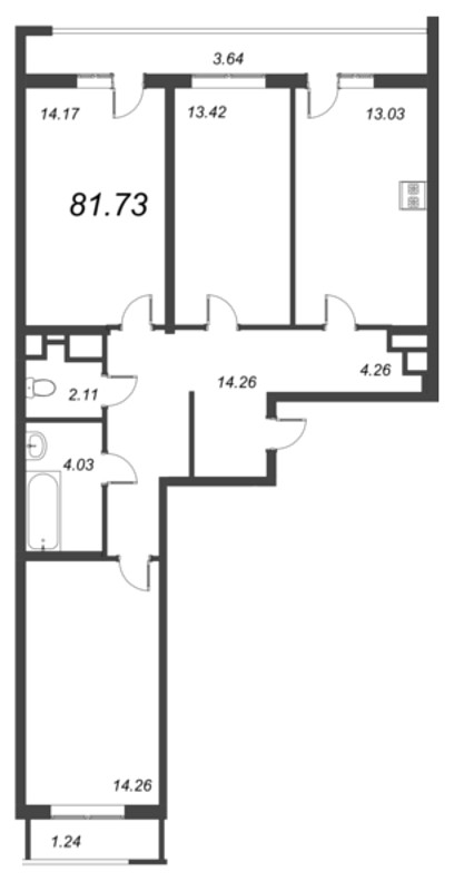 3-комнатная квартира (82м2) на продажу по адресу Европейский пр-кт— фото 1 из 4