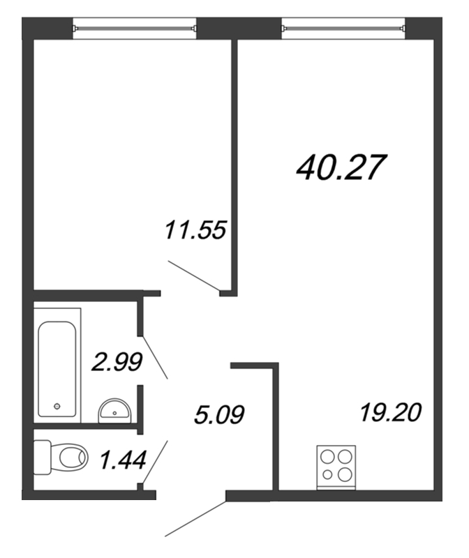 2-комнатная квартира (40м2) на продажу по адресу Волковский пр-кт— фото 1 из 4