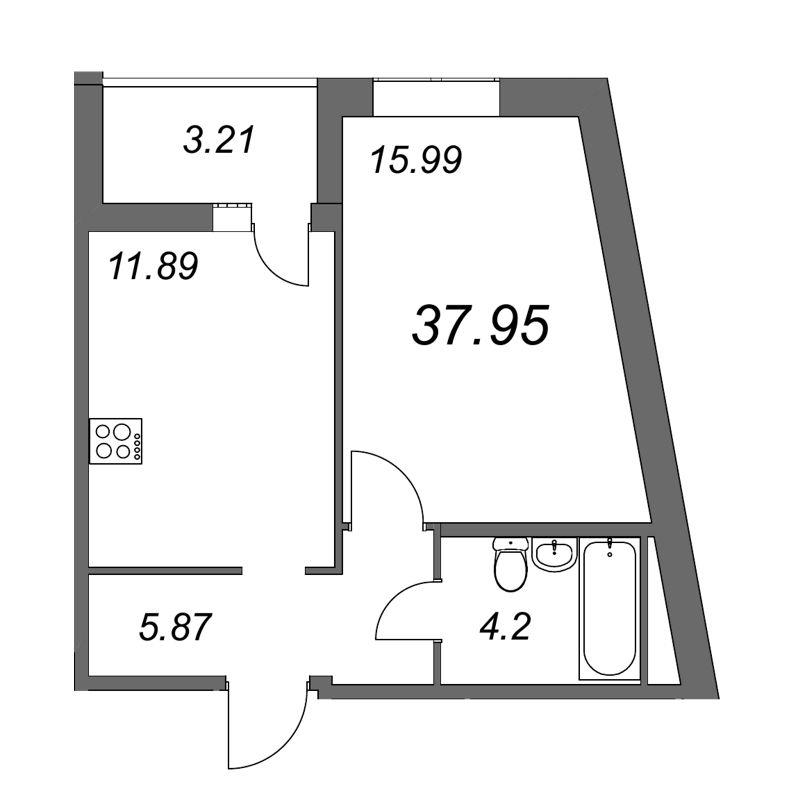 1-комнатная квартира (38м2) на продажу по адресу Покровская Дорога ул.— фото 1 из 4