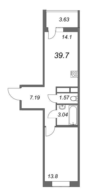 2-комнатная квартира (40м2) на продажу по адресу Покровская Дорога ул.— фото 1 из 4