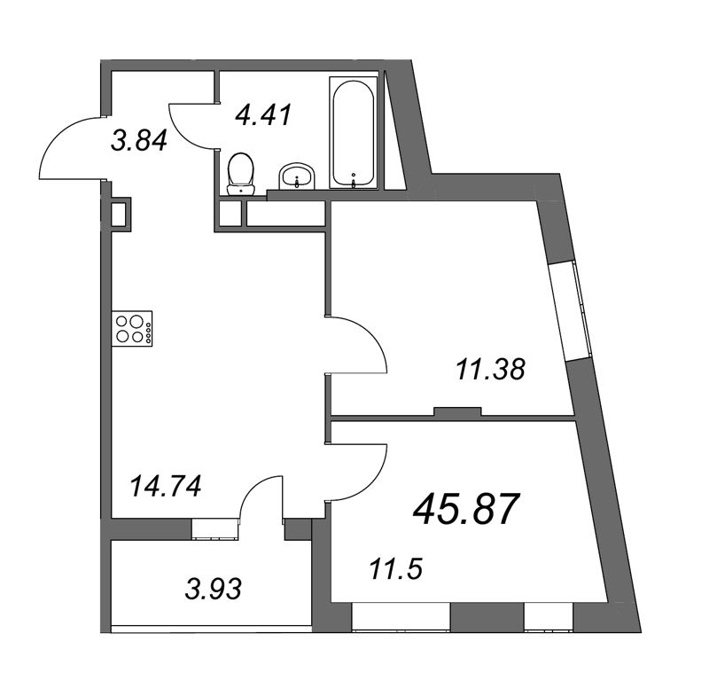 3-комнатная квартира (46м2) на продажу по адресу Покровская Дорога ул.— фото 1 из 4