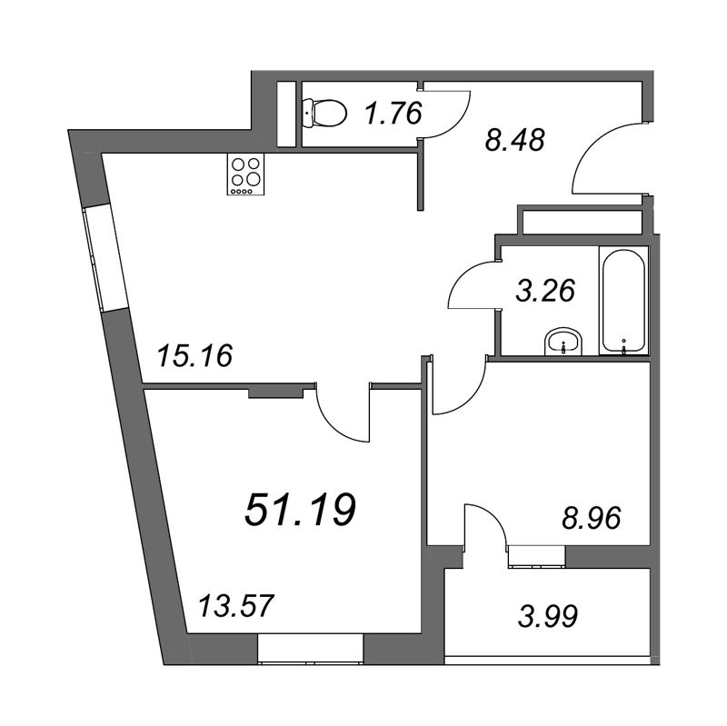3-комнатная квартира (51м2) на продажу по адресу Покровская Дорога ул.— фото 1 из 4