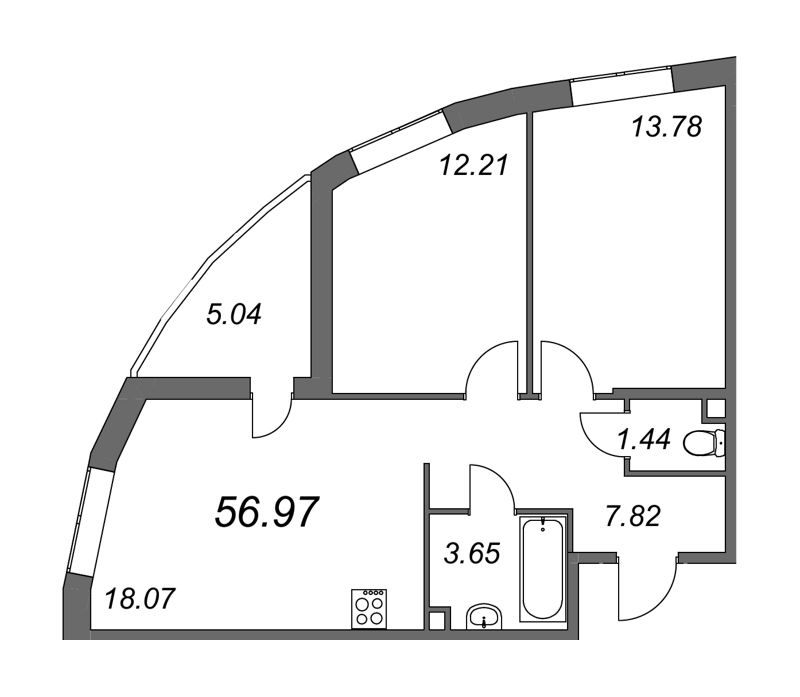 3-комнатная квартира (57м2) на продажу по адресу Покровская Дорога ул.— фото 1 из 4