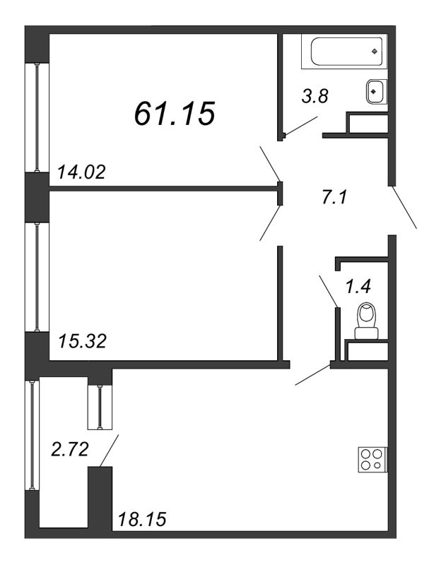 3-комнатная квартира (62м2) на продажу по адресу Петровский пр-кт— фото 1 из 4