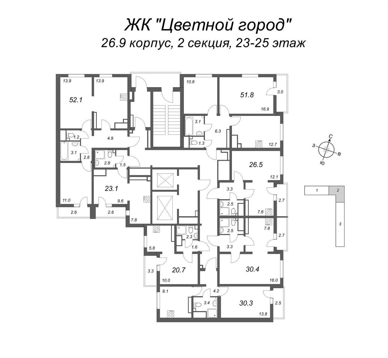 1-комнатная квартира (27м2) на продажу по адресу Муринская дор.— фото 2 из 4