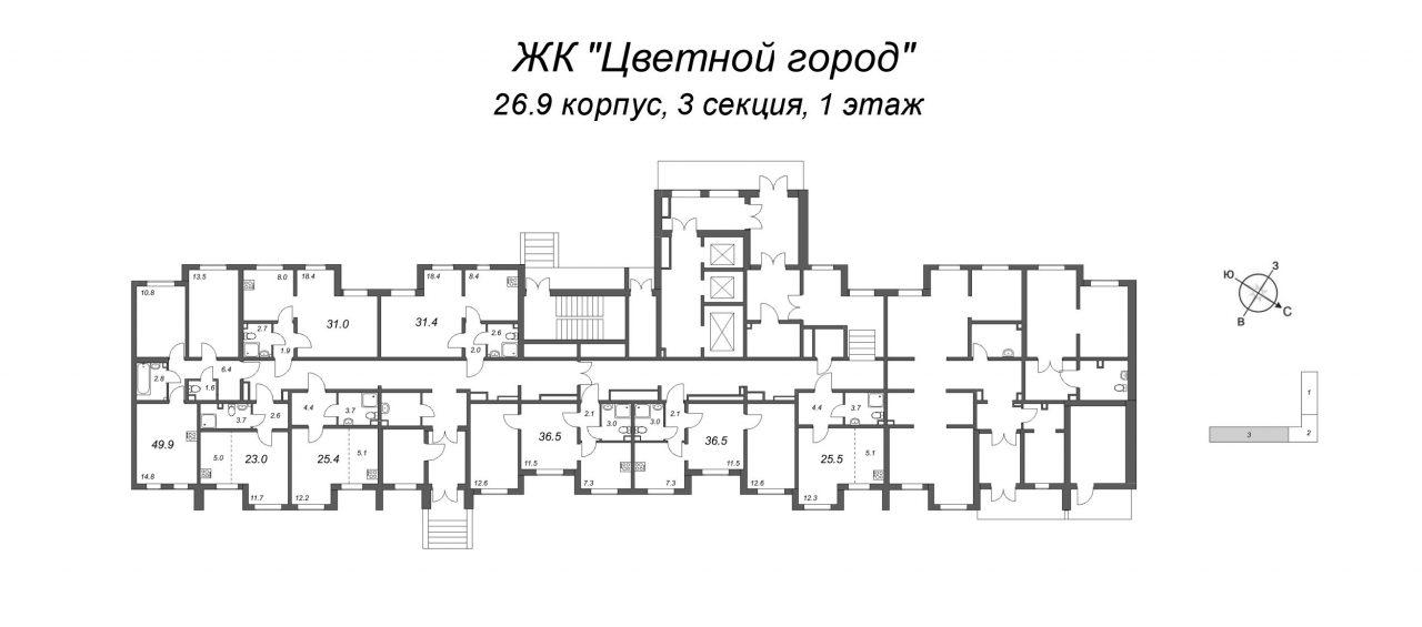 2-комнатная квартира (37м2) на продажу по адресу Муринская дор.— фото 2 из 4