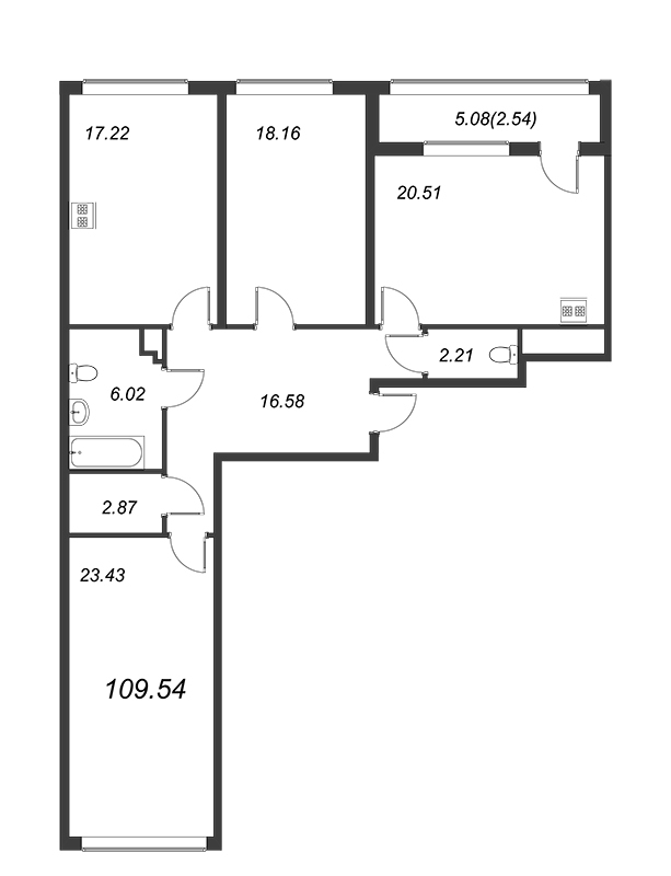 3-комнатная квартира (110м2) на продажу по адресу Петровский пр-кт— фото 1 из 4