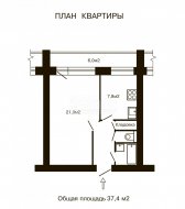 1-комнатная квартира (37м2) на продажу по адресу Турку ул., 3— фото 14 из 20