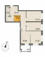3-комнатная квартира (75м2) на продажу по адресу Суздальское шос., 26— фото 14 из 16