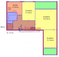 3-комнатная квартира (57м2) на продажу по адресу Ленская ул., 10— фото 4 из 31