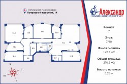 7-комнатная квартира (270м2) на продажу по адресу Петровский просп., 14— фото 35 из 36