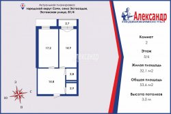 2-комнатная квартира (54м2) на продажу по адресу Сочи г., Эстонская, 81— фото 2 из 16