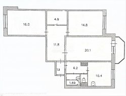 3-комнатная квартира (88м2) на продажу по адресу 5 Предпортовый пр-д, 12— фото 2 из 17