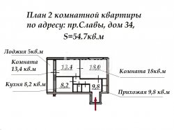 2-комнатная квартира (55м2) на продажу по адресу Славы пр., 34— фото 3 из 13