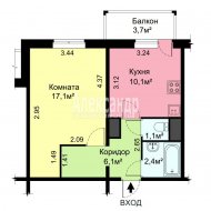 1-комнатная квартира (37м2) на продажу по адресу Долгоозерная ул., 37— фото 13 из 14