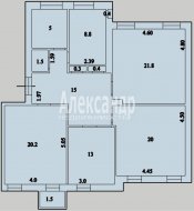 4-комнатная квартира (105м2) на продажу по адресу Павловск г., Обороны ул., 4— фото 9 из 10