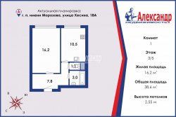 1-комнатная квартира (39м2) на продажу по адресу Им. Морозова пос., Хесина ул., 18а— фото 2 из 8