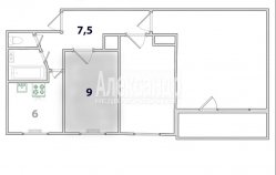 Комната в 3-комнатной квартире (9м2) на продажу по адресу Народного Ополчения просп., 175— фото 3 из 13
