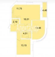 2-комнатная квартира (72м2) на продажу по адресу Кудрово г., Строителей просп., 2— фото 13 из 14